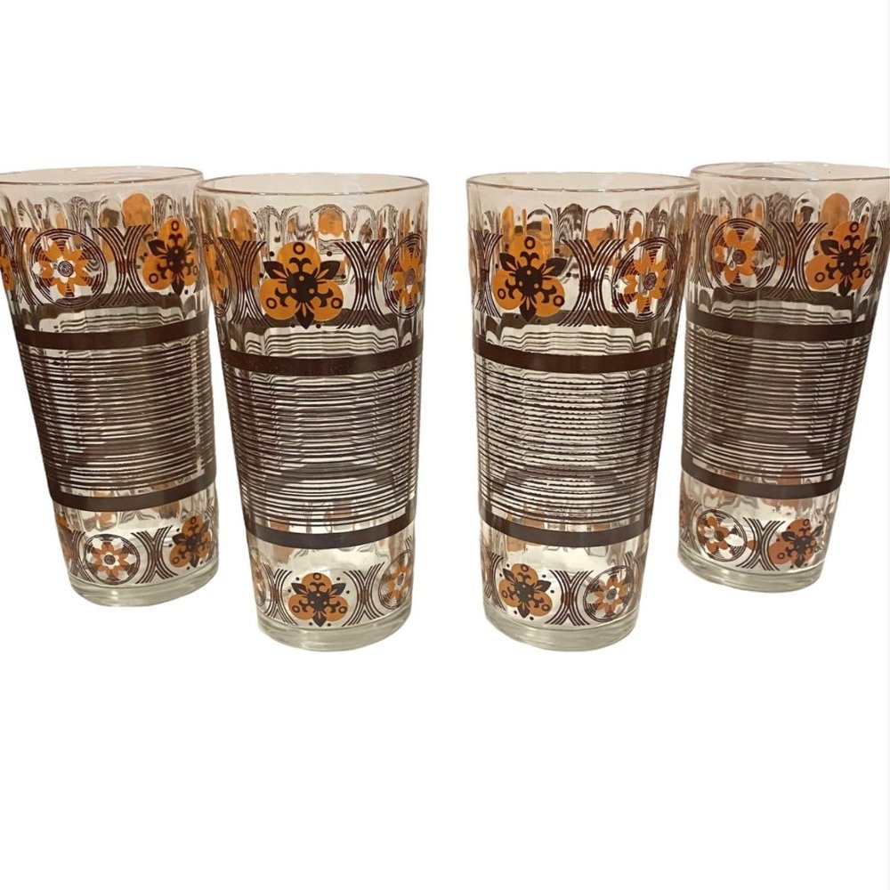 Retro Drinking Glasses Set of 4- Wavy Glass MidCentury Modern {30% off bundled}